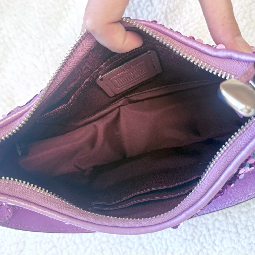 NWOT Coach Sequin Shoulder & Crossbody Bag- Pink/Lavender Sparle - Picture 7 of 14